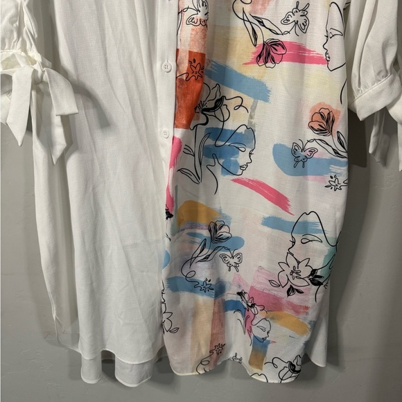 Shein -  White Floral Tunic Shirt - Picture 4 of 8